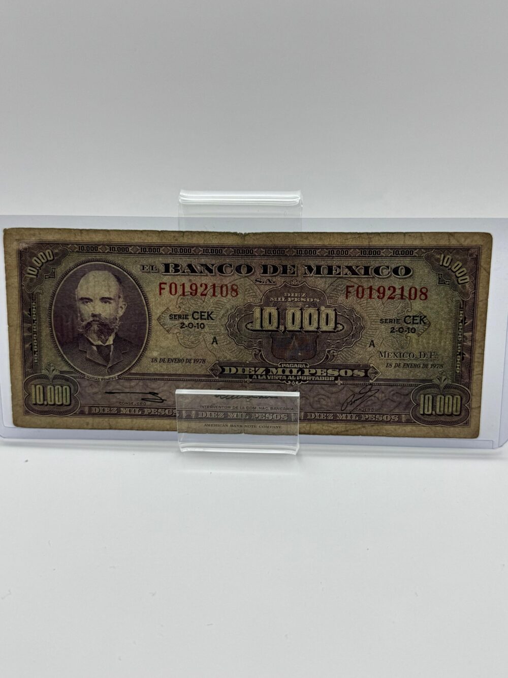 BILLETE DE 10,000 PESOS (1978)